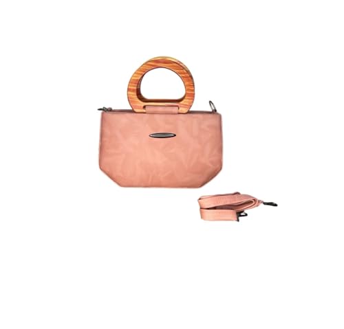 Image of Faux Leather Bag with Stylish wooden Handles - satchel bag /sling bag /Fashionable Designer Purse for Work, Shopping, and Casual Outings for girls and women