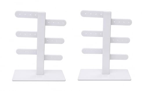 Image of morel JEWELS EARRING ORGANIZER - EARRING HOLDER WITH 24 HOLES FOR STUDS, EARRINGS DISPLAY STORAGE STAND WHITE WITH ACRYLICS BASE.PACK OF 2
