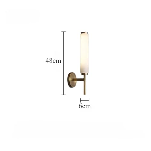 Lampada da Parete A LED Effetto Marmo Naturale - Apparecchio in Rame Ele per Scale, Ingresso, Camera da Letto, Bagno - Elegante Complemento D'Arredo per Interni MOD,Warm Light-W12CM H48CM