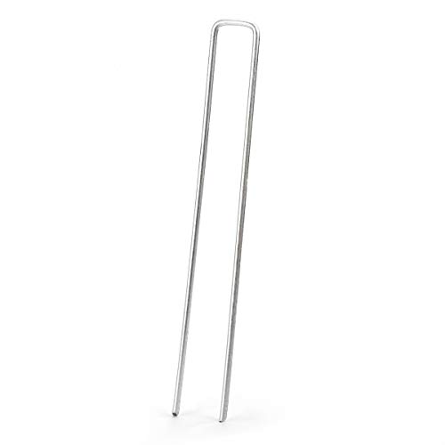 Sekey Paquete de 50 Clavijas de Seguridad para jardín de Acero Multiusos en Forma de U de 200mm, Ideal para asegurar Tela de maleza, Tela de Paisaje, Redes, escota y vellón (200 * 25*φ3,5mm 50PCS) Cover