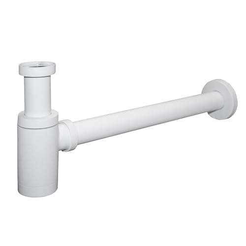 LEMONBATH - Sifón Lavabo Blanco Universal - Sifon Lavabo Tubería Desagüe - Largo 40 cm x 10,5 cm Alto y Ajustable 7 a 16 cm - Muy Duradero y Fácil de limpiar - Montaje Sencillo y Rápido