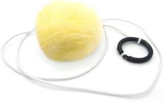 Kats'N Us 2 Inch Real Rabbit Fur Handmade Pom Ball String Cat Toy (Yellow) | Soft Furry Lightweight Balls for Engaging Play with Cats and Kittens