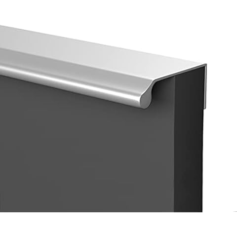 Concealed Kitchen Cupboard Handles Finger Edge Pull Silver Hidden Drawer Pulls Aluminum Cabinet Handle Invisible Door Knob for Wardrobe 1pcs (Full Length,400mm) Cover