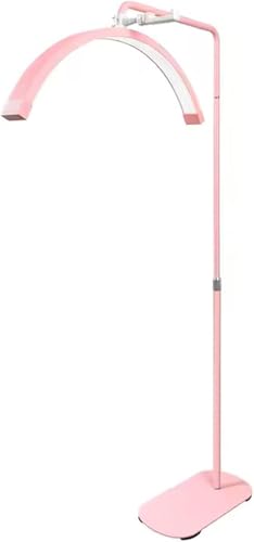 Genérico Lámpara Media Luna – Lámpara de Pie LED Dorada Regulable, Control Remoto & Botón, Altura Ajustable, Cabezal Giratorio 360° & Soporte para Móvil, Ideal para Salones de Belleza