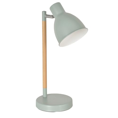 Corep Lampe de bureau métal et bois cactus sablé MILA H38cm - tête ajustable