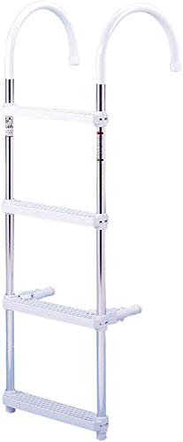 DotLine 4 Step Gunwale Hook Aluminum Boat Ladder – Durable Aluminum Construction, Foldable Design, Made in USA