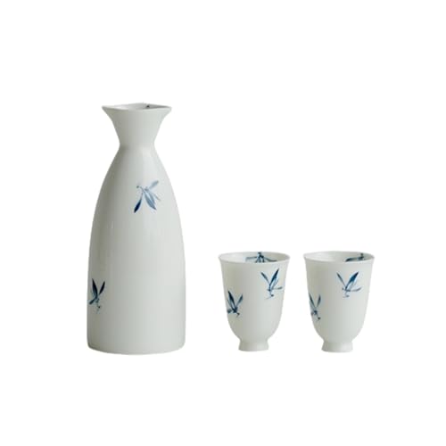 FLYILIA 花柄 徳利 お猪口 セット 酒器セット 150ml 25ml*2 徳利&盃2個セット ぐい呑み 燗酒 冷酒 陶器 磁器 セラミック 清酒 梅酒 焼酎 日本酒 居酒屋 業務用 来客用 日常使い 晩酌 手描き お洒落 閑雅 侘び寂び インスタ映