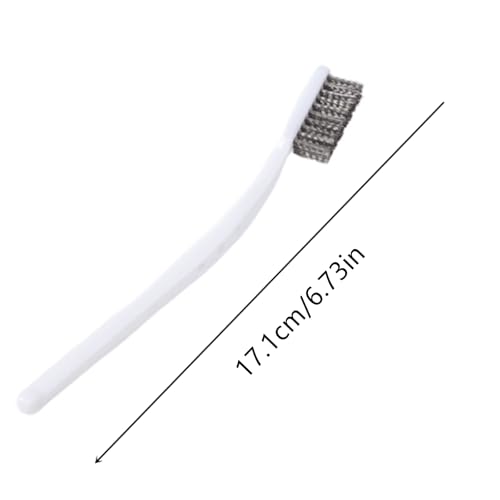Image of 6 Pack Stainless Steel Wire Brushes Set - Heavy-Duty Rust Removal for Industrial Equipment, Stubborn Grime in Kitchen Ovens, Walnut Carving Gaps (17cm White Handle, Reinforced Bristles)