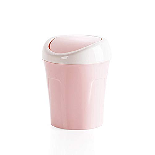 cuiyoush Mini poubelle de bureau en plastique - Pour bureau, salon, cuisine, chambre à coucher, salle de bain - Rose Cover