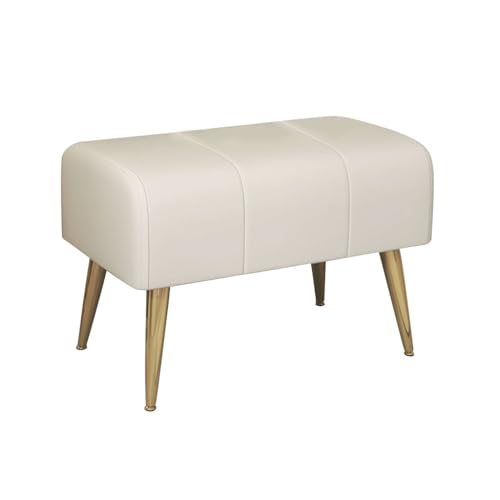 Taburete cambiador de zapatos para entrada, silla de maquillaje y reposapiés, puf cuadrado pequeño con patas de metal, asiento acolchado para sala de estar, dormitorio y oficina (marrón)