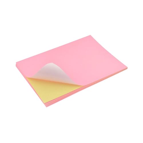 SWOOMEY 50 Hojas de Papel de Etiquetas Adhesivas Autoadhesivas Rosa A4 para Imprimir, Fácil de Despegar y Pegar, Adecuado para Oficina y Papelería