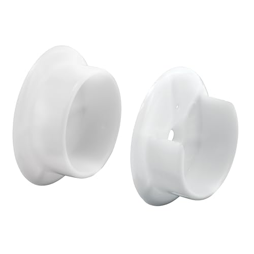 Image of Prime-Line N 6568 Plastic Closet Pole Sockets, White | Accommodates 1-3 /8 Inch Diameter Poles, 1 Set