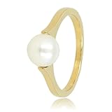 My Bendel - Ring Gold mit großer weißer Perle- Stylischer Ring für Damen mit großer Perle - Bleibt schön und Verfärbt nicht - Stapeln Ringe - mit Luxuriösen Geschenkverpackung