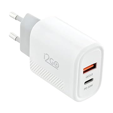 Carregador de Parede Ultra Rápido com 1 Saída USB-C Power Delivery 20W + 1 Saída USB-A 18W I2GO - i2GO PRO, Branco