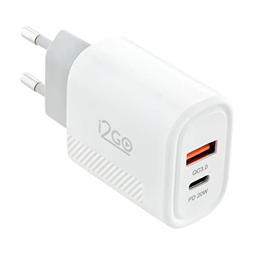 Carregador de Parede Ultra Rápido com 1 Saída USB-C Power Delivery 20W + 1 Saída USB-A 18W...