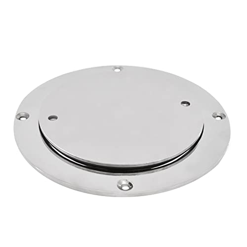JT-HLM 4 inch Boat Hatch 316 Stainless Steel Round Non Slip 2 Eyes Inspection Hatch Deck Plate with Detachable Cover For Marine Boat Yachts Ships
