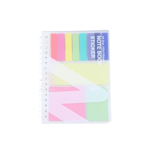 Daleweo Bloc-notes à Spirale A6 Coloré avec Onglets d'Indexation Autocollants, Carnet à Spirale Petit Format, Cahier à Anneaux avec Notes Autocollantes pour Bureau, École
