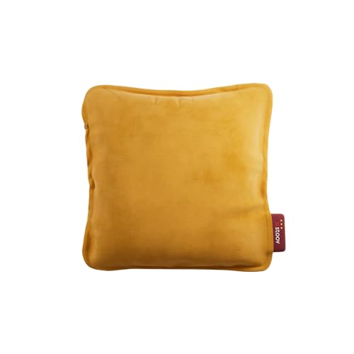Stoov Heizkissen mit Abschaltautomatik - Kabelloses Wärmekissen mit Base Akku: bis zu 4 Std. Wärme - Elektrische Wärmflasche für Rücken & Nacken - Ploov³ 45x45 cm Velvet Gelb