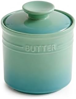 Ceramic French Butter Crock with Lid - Porcelain Butter Jar for C...