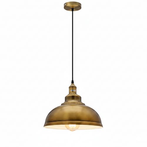 Image of LEDSone Vintage Curvy Dome Yellow Brass Pendant Light 95cm Adjustable Hanging Metal Ceiling Lighting Fixture for Homes, Restaurants, Cafes, Bars, Offices and Stylish Spaces