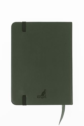 Image of Kangaro Art Sketchbook A6 Forest Green PU Hard Cover 80 Sheets 140 g Cream Paper with Elastic Band and Ribbon