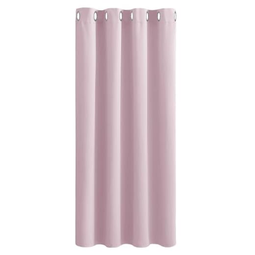 PONY DANCE Girls Pink Bedroom Curtain, Thermal Insulated Room Darkening Curtain with Eyelet, Short Energy Saving Drape for Nursery/Kids Bedroom, 1 Panel, W52 x L54 Inch, Pink