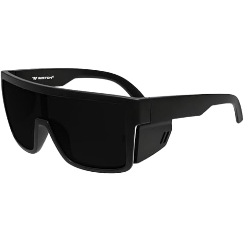 WISTON XL Z87 Sunglasses for Big Wide Heads Men Women TR90 Ultralight Side Shields UV400 Protective Sun Glasses W8703 Matte Black/Dark Grey