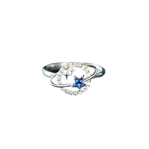 Bague délicate planète couleur argent et zircone de haute joaillerie