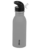 Décor Snap n Seal Soft Touch Stainless Steel Bottle | Leakproof Bottle with Straw | Ideal for On The Go, Gym & Travel - 500ml, Grey