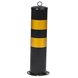 Cabilock Parkpoller Schwarz gelb Edelstahl Absperrpfosten mit Hochreflektierendem Warnstreifen Robuster Sicherheitspfosten für Einfahrt Parkplatz Gewerbe und Fußgängerbereich Wetterfest