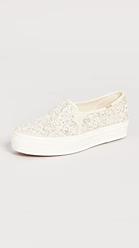 Keds Women's Kate Spade Triple Glitter Sneaker, Chiffon Cream, 5 #TOP1