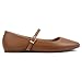 Lookyno Womens Ballet Mary Jane Flats Shoes Adjustable Strap Square Closed Toe Chic Footwear with Latex Insole, Brown, US 8