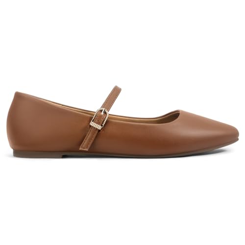 Womens Ballet Mary Jane Flats Shoes Adjustable Strap Comfortable Square Closed Toe Versatile Chic Footwear with Latex Insole2