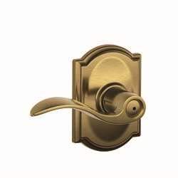 SCHLAGE Accent Bed/Bath Privacy Door Handle with Lock, Antique Brass