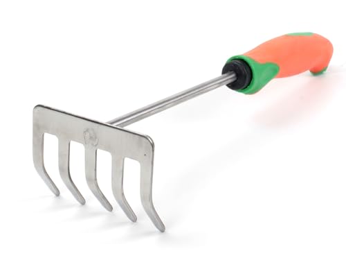 Rastrillo, 5D - Herramienta de jardín con Cinco Dientes de Acero, Mango ergonómico y Duradero, Ideal para airear el Suelo y Recoger Hojas.*