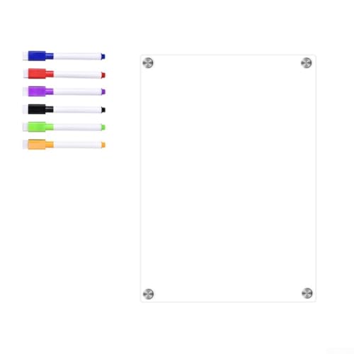 Honseadek Calendrier magnétique en acrylique avec tableau à messages et réfrigérateur mensuel et réfrigérateur pour réfrigérateur hebdomadaire avec organisation d'armoire en métal (A4)