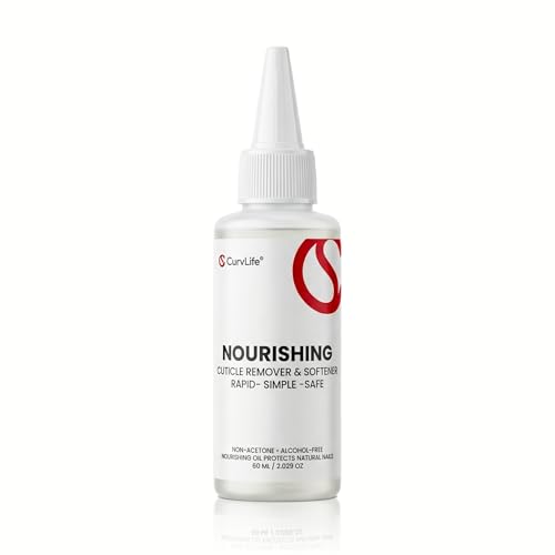 CurvLife Cuticle Remover & Nourishing Oil, Non-Acetone Alcohol-Free Cuticle Softener with Essential Oils, Fast Acting Cuticle Treatment for Natural Nail Care & Manicure Routine