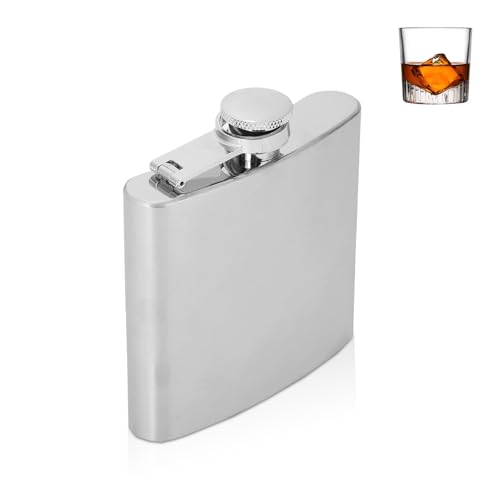Fiaschetta in acciaio inossidabile, bottiglia portatile per alcolici con fiaschetta per whisky a imbuto per uomo(5oz)