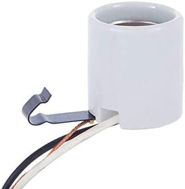 B&P Lamp® Glazed Porcelain Snap-in Med. Base Socket with 12" Wire Leads
