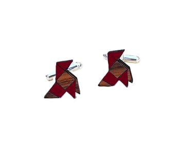 Sastree Gemelos Pajarita de Madera | Edición Limitada Sas365 (Solo 365 Pares) | Pintados a Mano | Detalle Exclusivo para Hombre, Boda y Padrino | Gemelos Originales (Rojo)