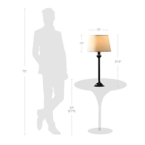 Catalina 18079-001 Traditional 3-Piece Metal Floor & Table Lamp Set With Linen Shades, 59" And 24", Black Classic #TOP3