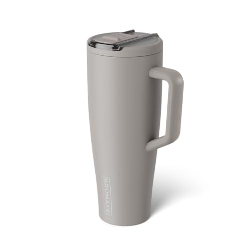 Image of BruMate Era Flip 40oz Tumbler with 100% Leakproof Covered Straw Lid | Hygienic Covered Straw | Insulated Stainless Steel Water Bottle with Handle | Cup Holder Friendly | BPA-Free (Mocha)