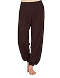 AvaCostume Women's Modal Yoga Pants Loose Harem Pants Soft Pilates Dance Joggers Lightweight Lounge Pajama Bottoms, S, Coffee