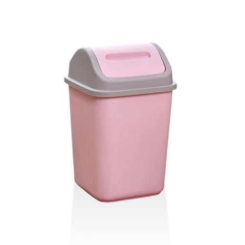 siduytin Poubelle à Couvercle basculant en Plastique, Poubelle de Bureau à Domicile, Grande capacité, Panier de Sol, Corbeille à Papier en Forme de Rectangle, Poubelle, Rose