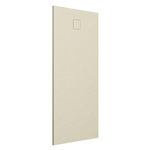 Piatto Doccia 80x160 cm Avorio Effetto Pietra Rettangolare in SMC Riducibile Samos