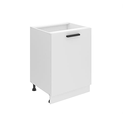 Belini Unterschrank Küche, Küchenunterschrank 60 cm Breite. SD Küchenunterschrank ohne Arbeitsplatte. Küchenschrank mit 1 Tür, Weiß matt