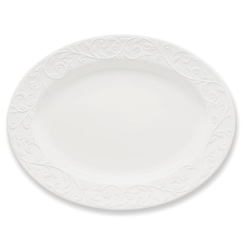 Lenox Opal Innocence Carved Large Oval Platter -,White
