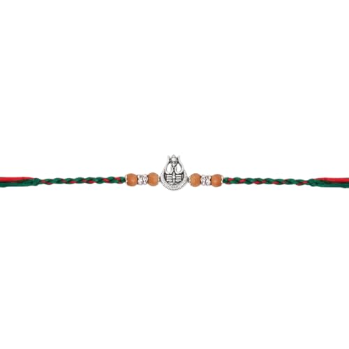 Image of I Jewels Silver Plated Trishul Design Rakhi With Roli Chawal & Rakshabandhan Card for Bro /Brother /Bhai