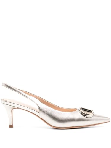 TWINSET Décolleté en Cuir : Escarpins Sling Back à Logo Style Haute Couture