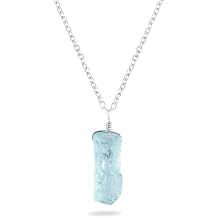 Natural Raw Gemstones Dainty Pendant, Rough Stones Necklace, Handmade Boho Jewelry for Women, Healing Crystals, Hypoallergenic Silver Adjustable Chain, Elegant Gift, 16+2 Inch